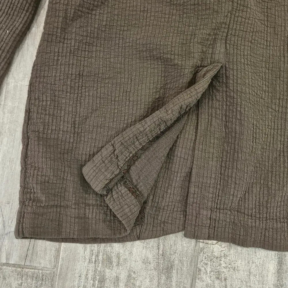 Free People Rowan Crinkled Cotton Blazer Womens S Deep Army Green Boho Chic Soft